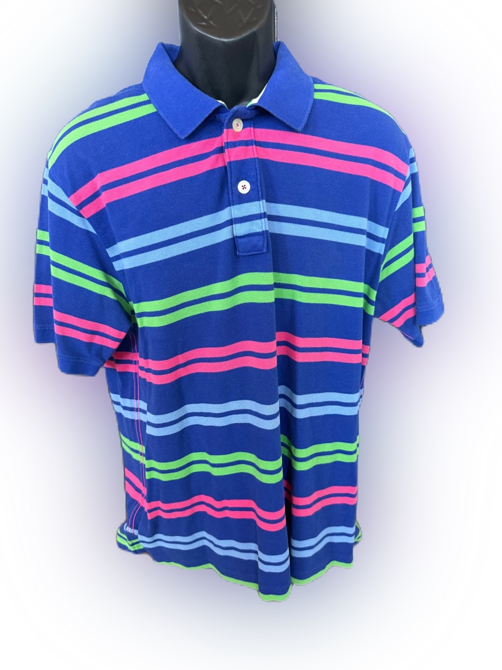 Boden Men’s Short Sleeve Striped Polo Shirt. Size Large